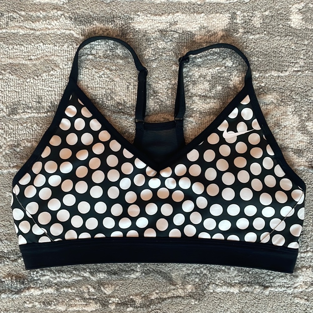 Nike Dri-Fit SoulCycle Black White Polkadot Sports Bra